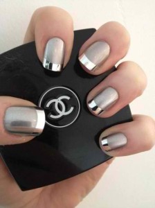 Silver metallic-frenc nails