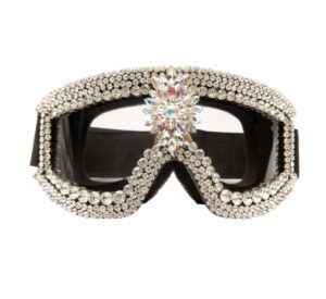 Goggles covered in crystal Rhinestones.