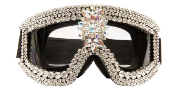 Goggles covered in crystal Rhinestones.