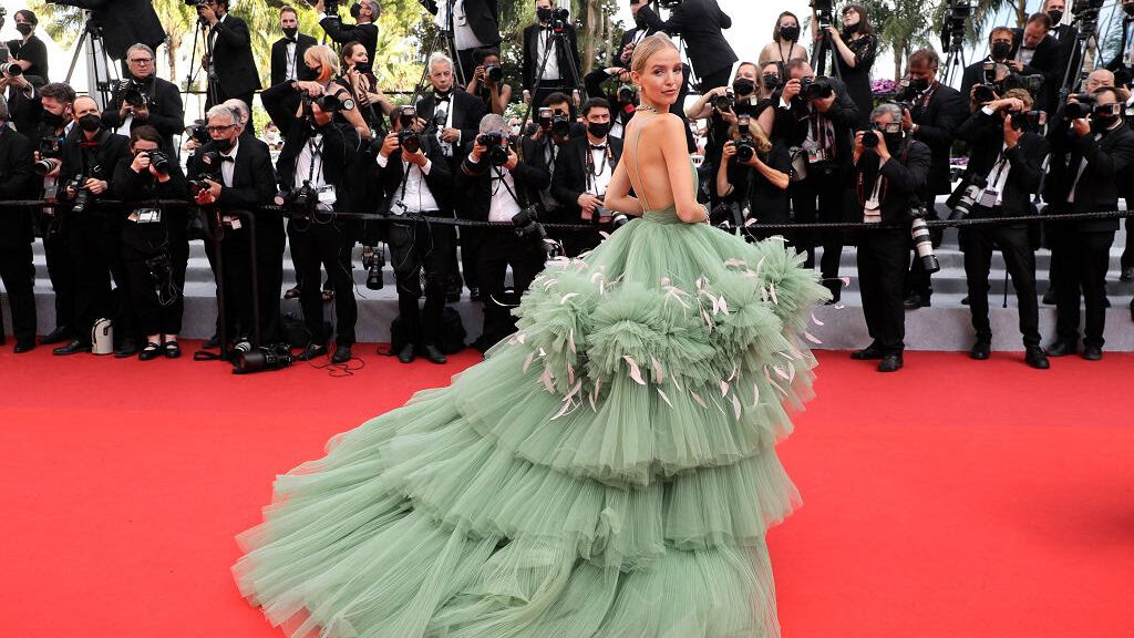 NICOLE + FELICIA COUTURE at Cannes Film Festival Red Carpet Green Dress ...