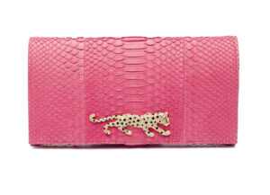 pink snake skin leather purse