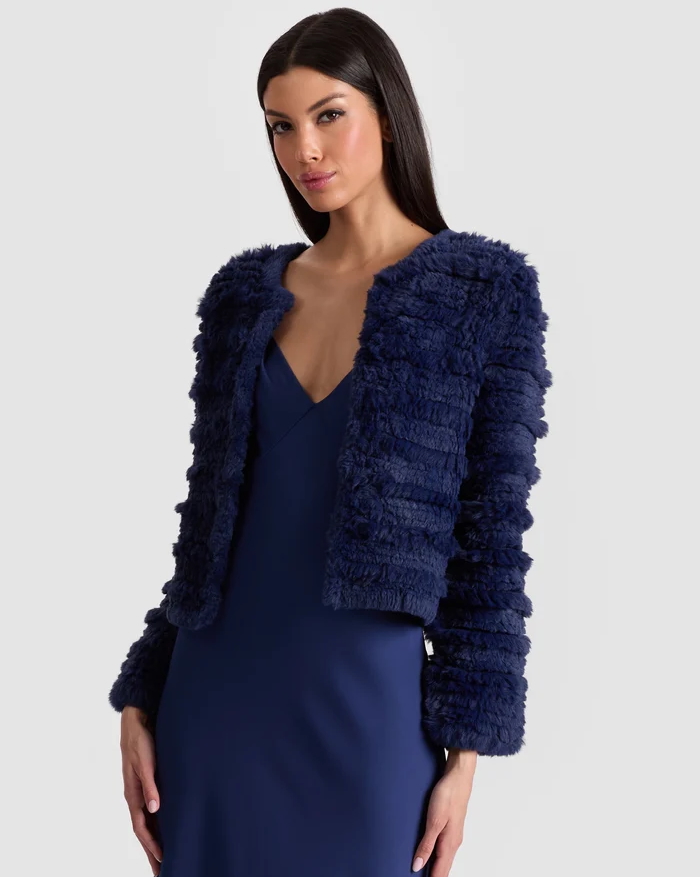 holiday luxury with the ALICE + OLIVIA Fawn Faux Fur Jacket