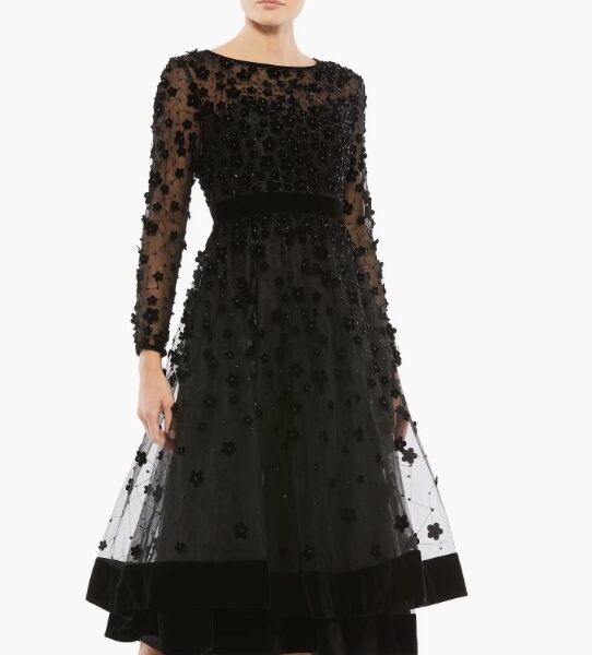 black dress holiday evening dress