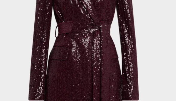 Badgley Mischka Double-Breasted Sequin Jacket