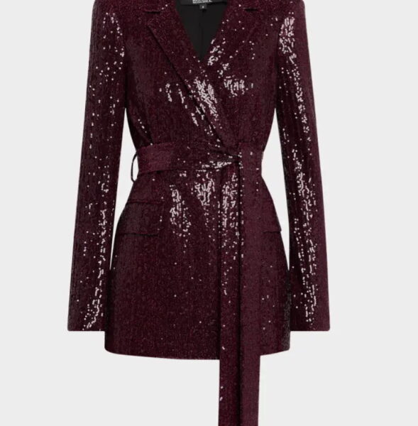 Badgley Mischka Double-Breasted Sequin Jacket