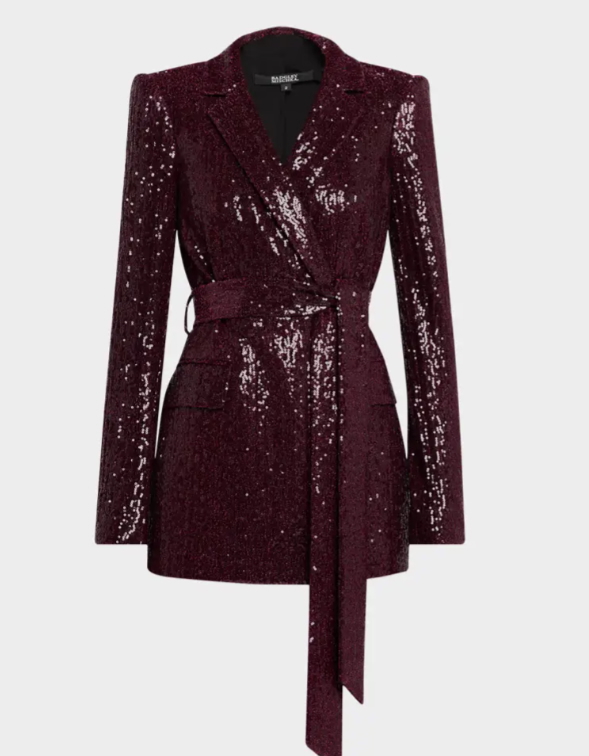 Badgley Mischka Double-Breasted Sequin Jacket