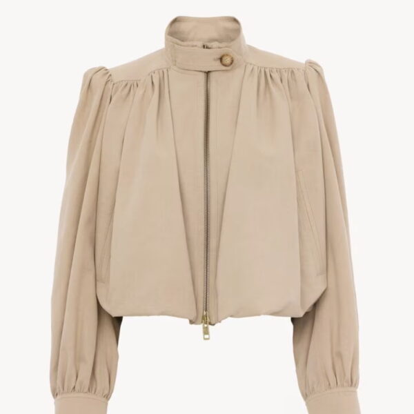 Chloé Gathered Boule Jacket in Cotton Canvas