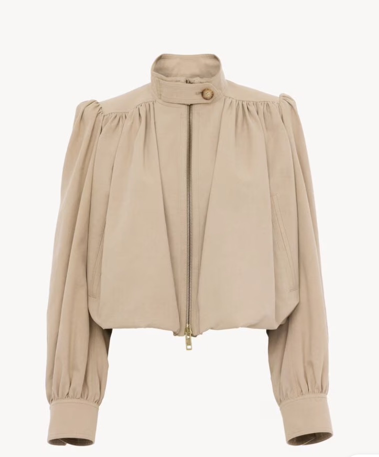Chloé Gathered Boule Jacket in Cotton Canvas
