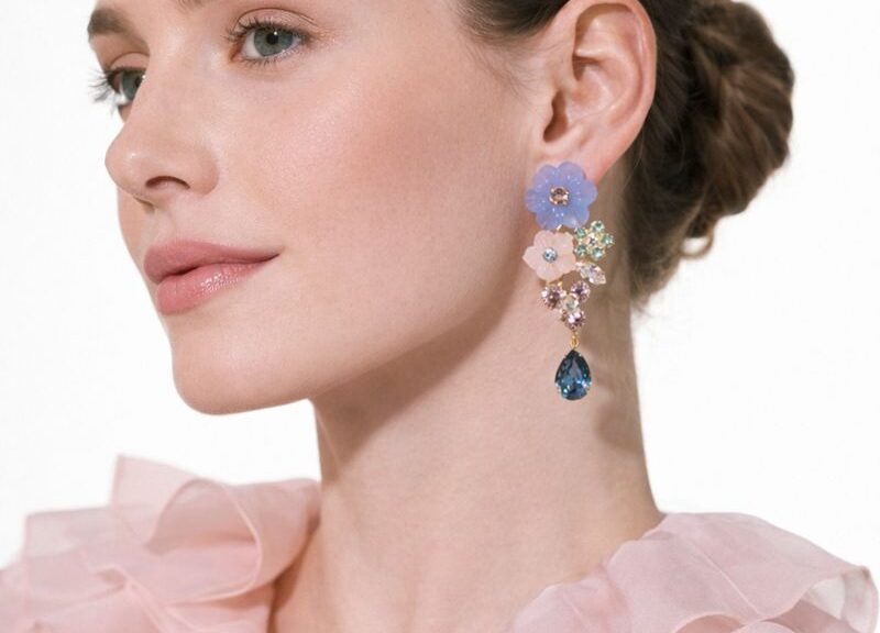 pink crystal earrings