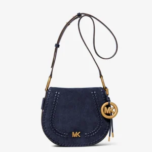 Michael Kors Perfect Navy Whipstitched Suede Saddle Bag