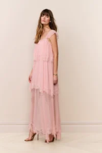 LoveShackFancy Pink Maralee Silk Chiffon Maxi Dress