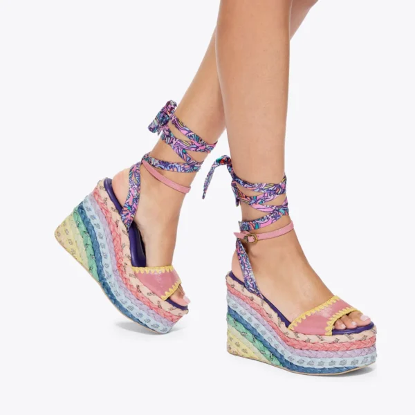 Kurt Geiger London WEDGED Chelsea Scarf Wedge in Pink Suede