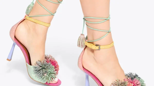 Kurt Geiger Pom Pom Ankle Tie Sandal