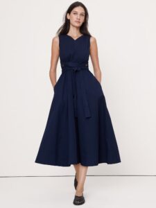 Banana Republic’s Navy Blue Cotton Canvas Midi Dress