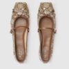 GUCCI Women’s GG Crystal Gucci Horsebit Ballet Flat
