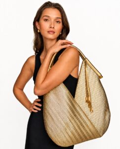 Gold metallic handbag large donna karan