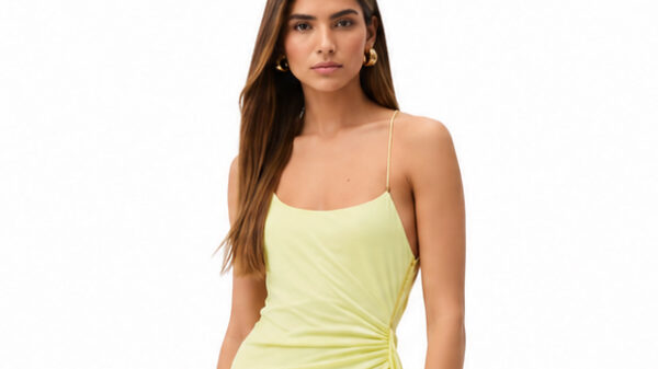 Versace Yellow Draped Viscose-Jersey Gown