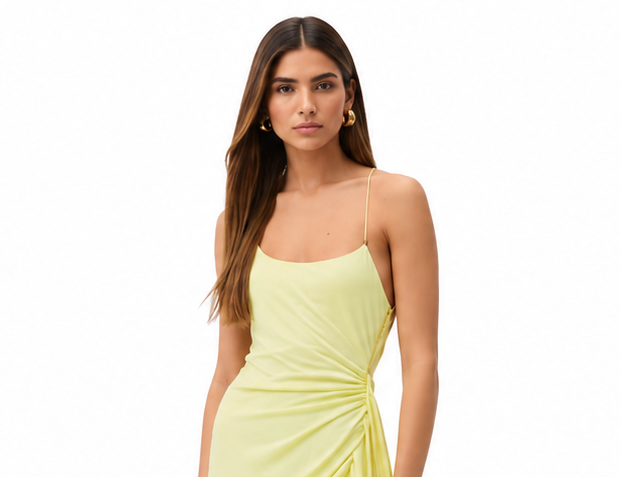 Versace Yellow Draped Viscose-Jersey Gown