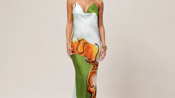 Golden Touch Drape Maxi Slipdress