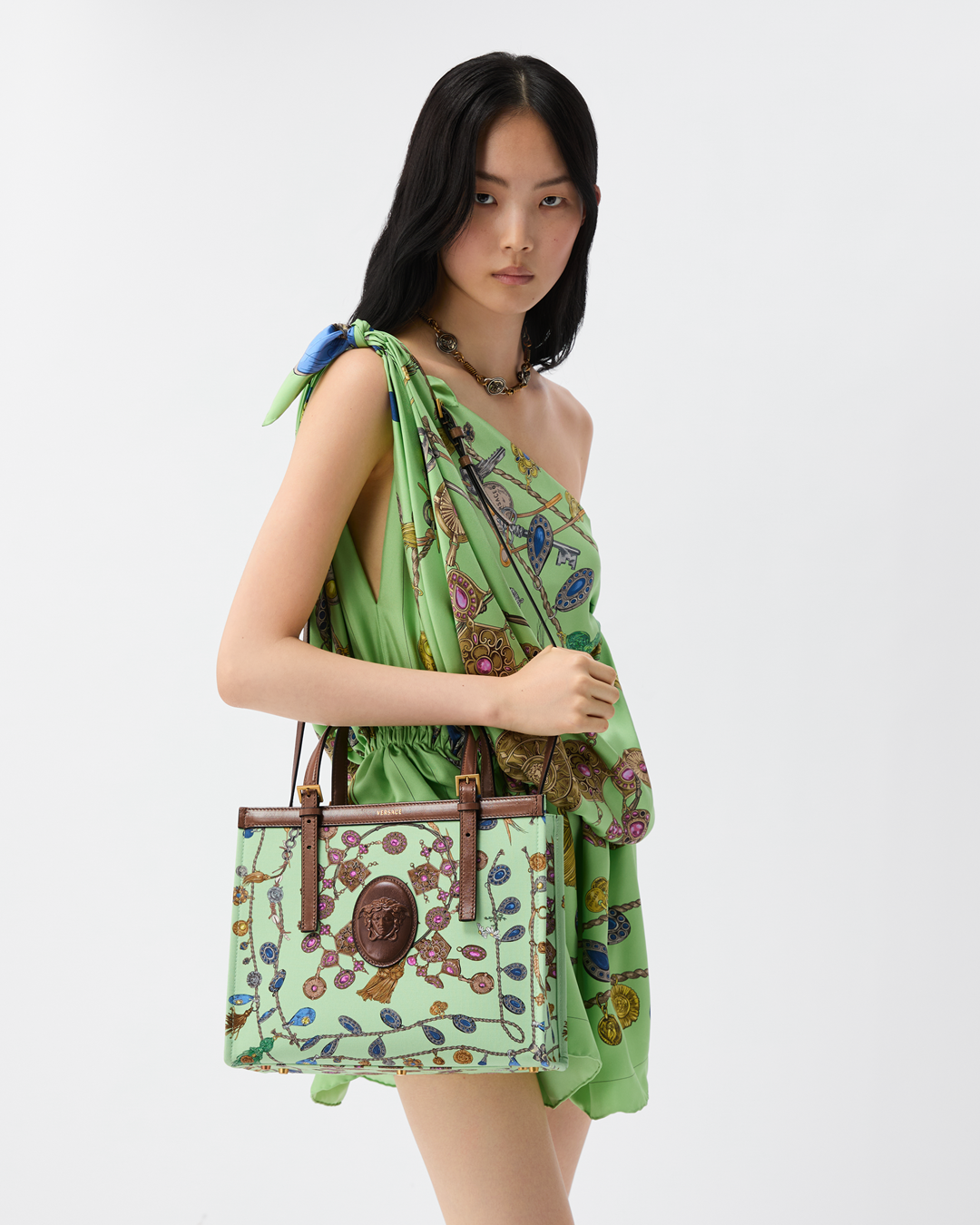 VERSACE Rivière Printed Canvas Tote