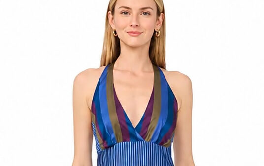 Vince Camuto Mixed-Print Maxi Dress